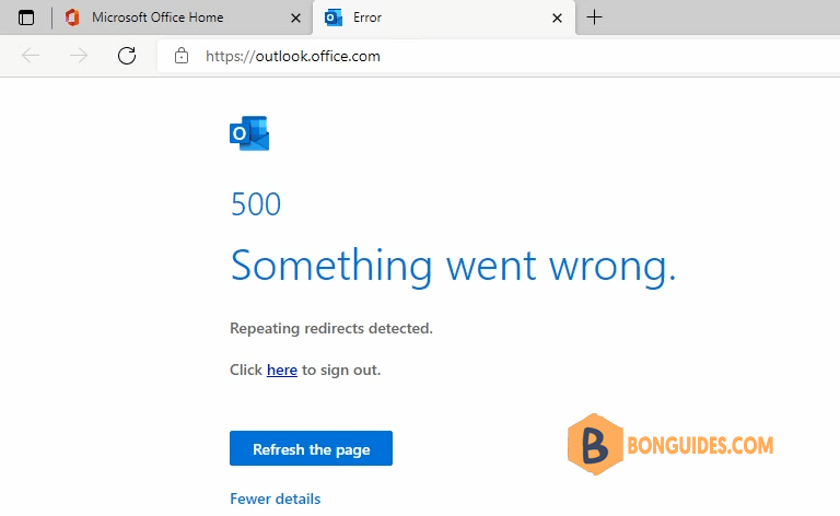 How To Fix Error 500 Repeating Redirects Detected Outlook Online ...