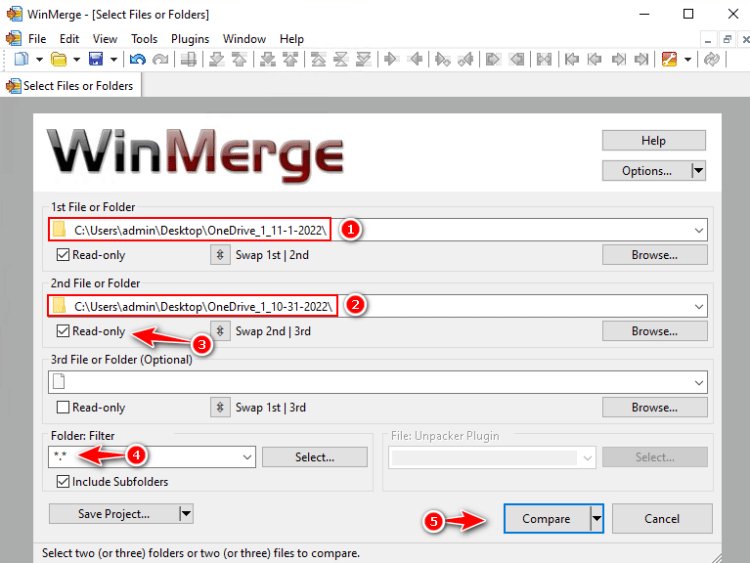 How to compare files in two folders in windows 10 11