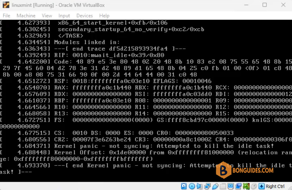 Fix Kernel Panic Not Syncing Attempted to Kill the Idle Task in VirtualBox LinuxMint