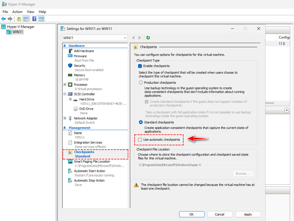 How to Enable or Disable Automatic Checkpoints in Hyper-V
