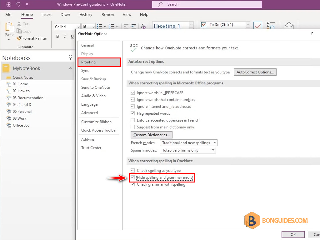 How to Remove the Red Underlines in Microsoft OneNote