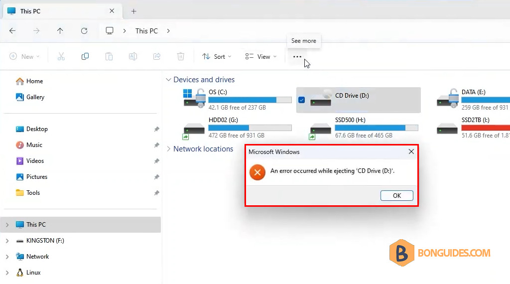 How to Fix an Error Occurred While Ejecting CD Drive in Windows 10/11