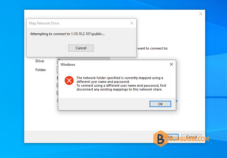 The Network Folder Specified is Currently Mapped using a Different Username and Password