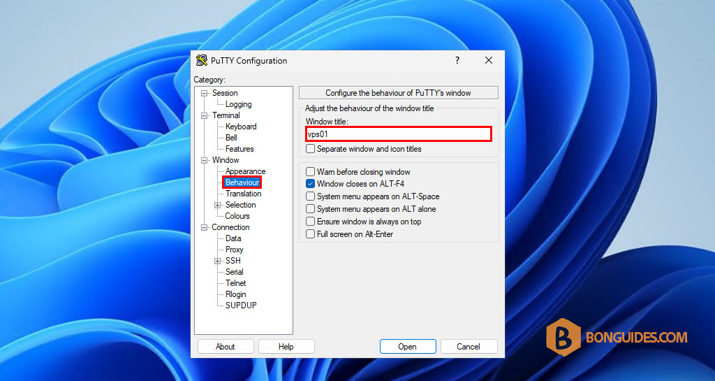 How to Change the PuTTY SSH Session Window Title