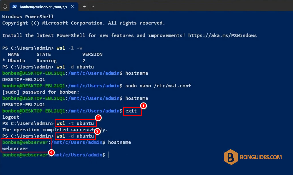 How to Change Hostname of the Ubuntu Instance in WSL