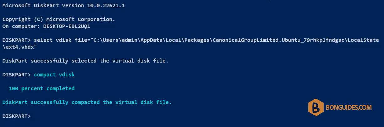How to Shrink the Virtual Disk of a Linux Distro in WSL