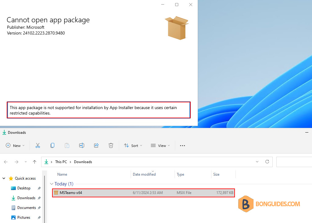 This App Package is not Supported for Installation by App Installer Because It Uses Certain Restricted Capabilities