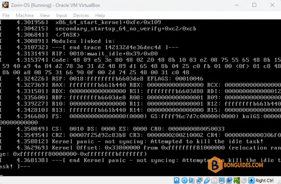 Fix Kernel Panic Not Syncing Attempted to Kill the Idle Task in VirtualBox Zorin-OS