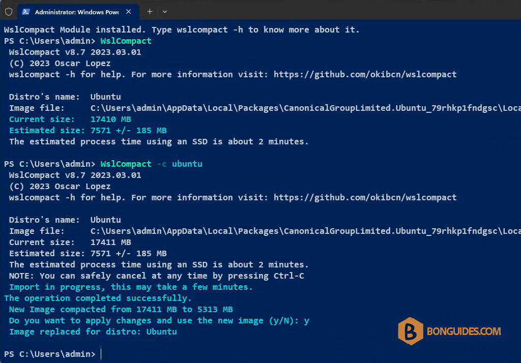 How to Shrink the Virtual Disk of a Linux Distro in WSL