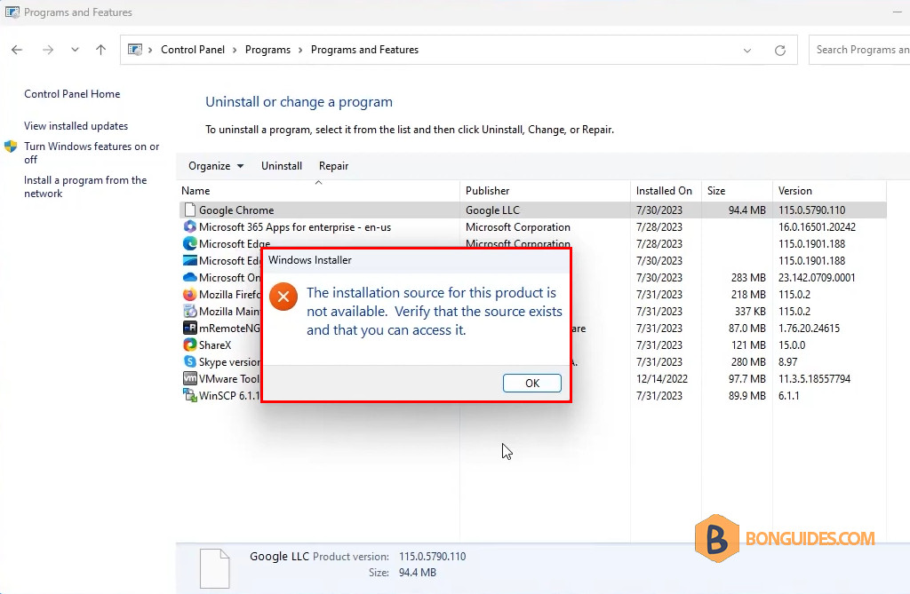 How to Fix the Installation Source for this Product is Not Available Error