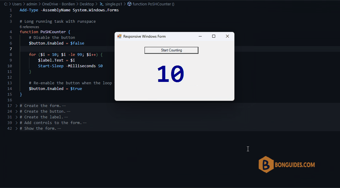 [Winforms] Creating a Responsive Windows Form Using PowerShell With Runspaces