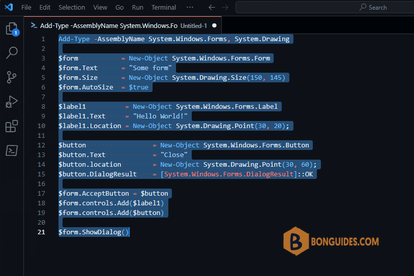 What is the WinForms in PowerShell?