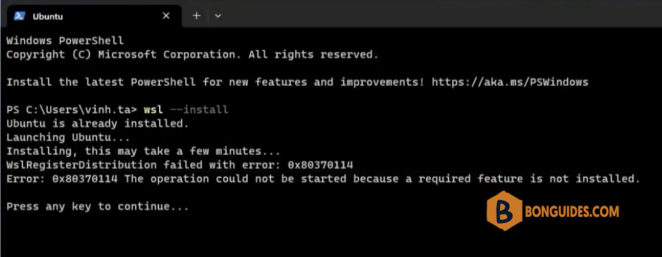 How to Fix WslRegisterDistribution Failed With Error: 0x80370114