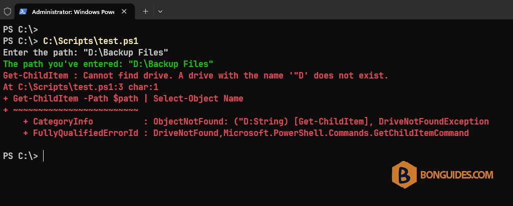 Read-Host Path With Space in PowerShell