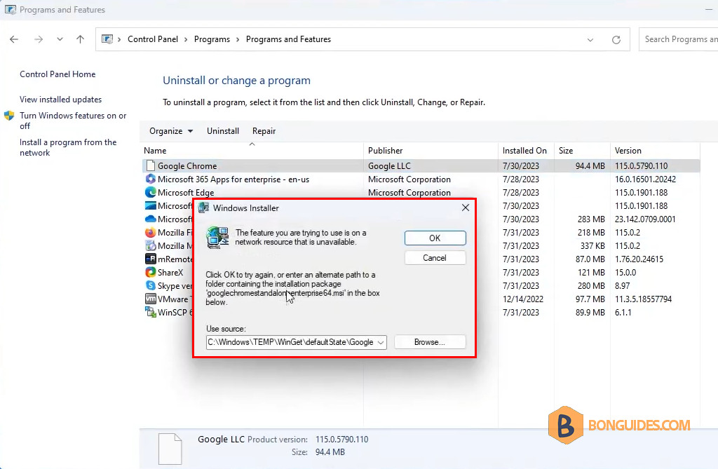 How to Fix the Installation Source for this Product is Not Available Error