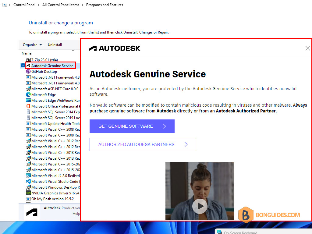 How to Uninstall the Autodesk Genuine Service on Windows