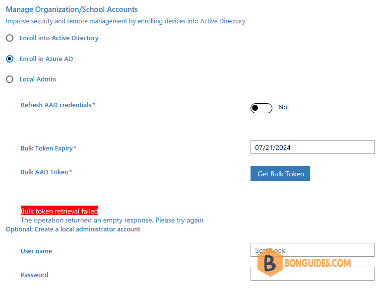How to Fix Bulk Token Retrieval Failed With Windows Configuration Designer (WCD)