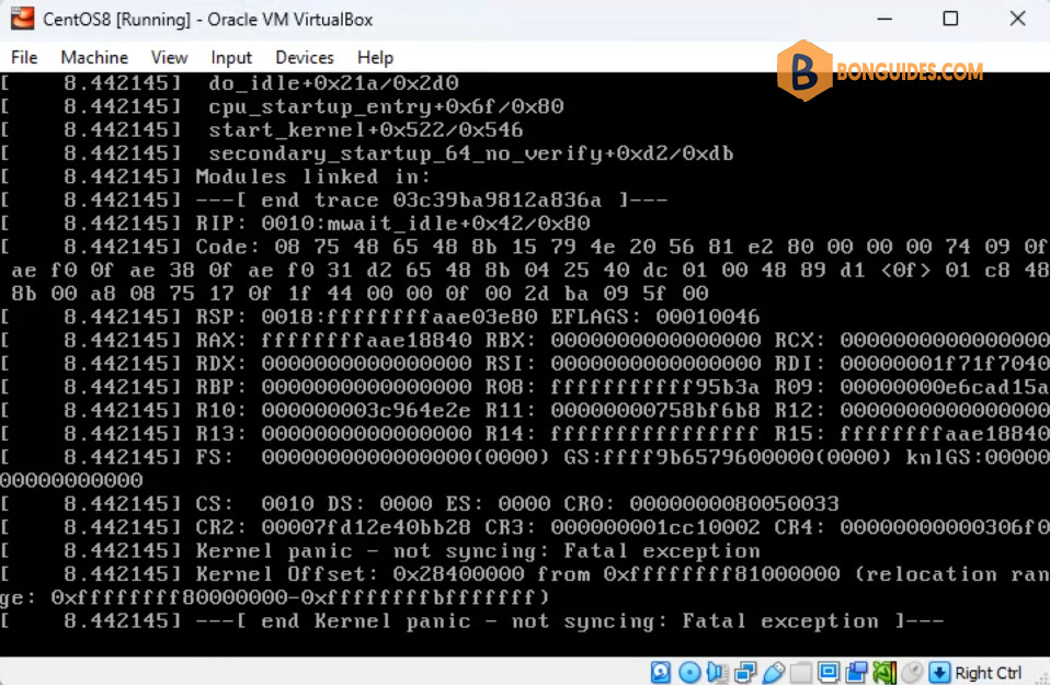 Fix Kernel Panic Not Syncing Attempted to Kill the Idle Task in VirtualBox CentOS 8