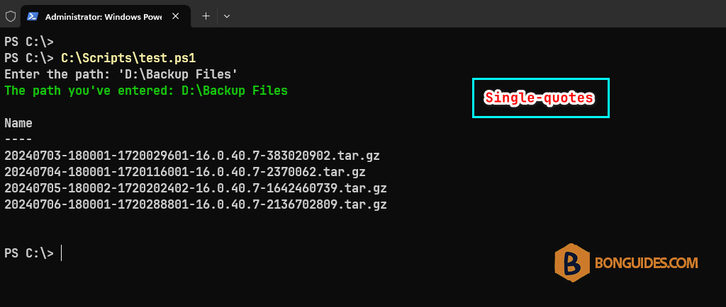 Read-Host Path With Space in PowerShell