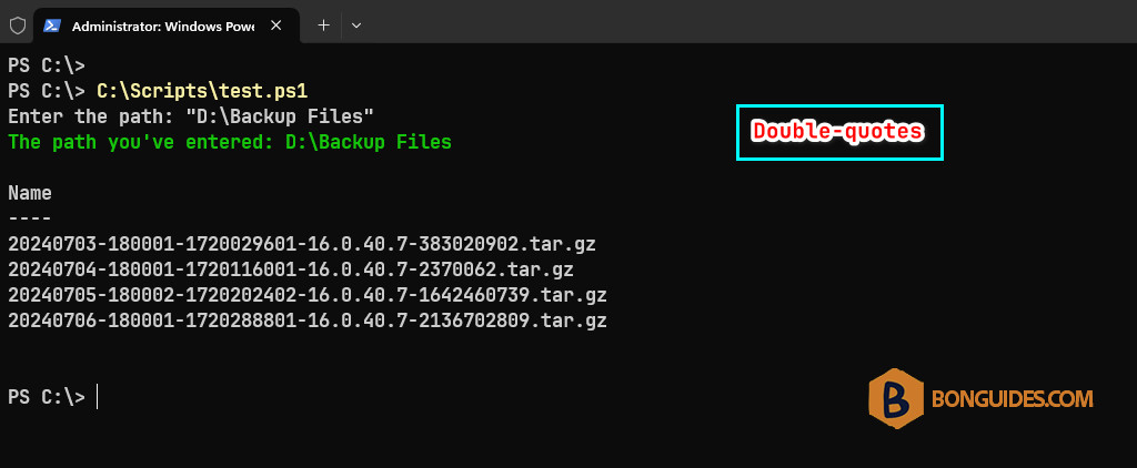 Read-Host Path With Space in PowerShell