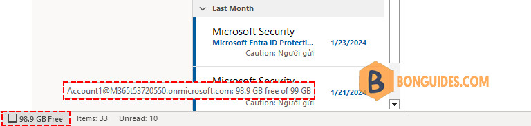 How to Show the Quota Information in Outlook Status Bar?