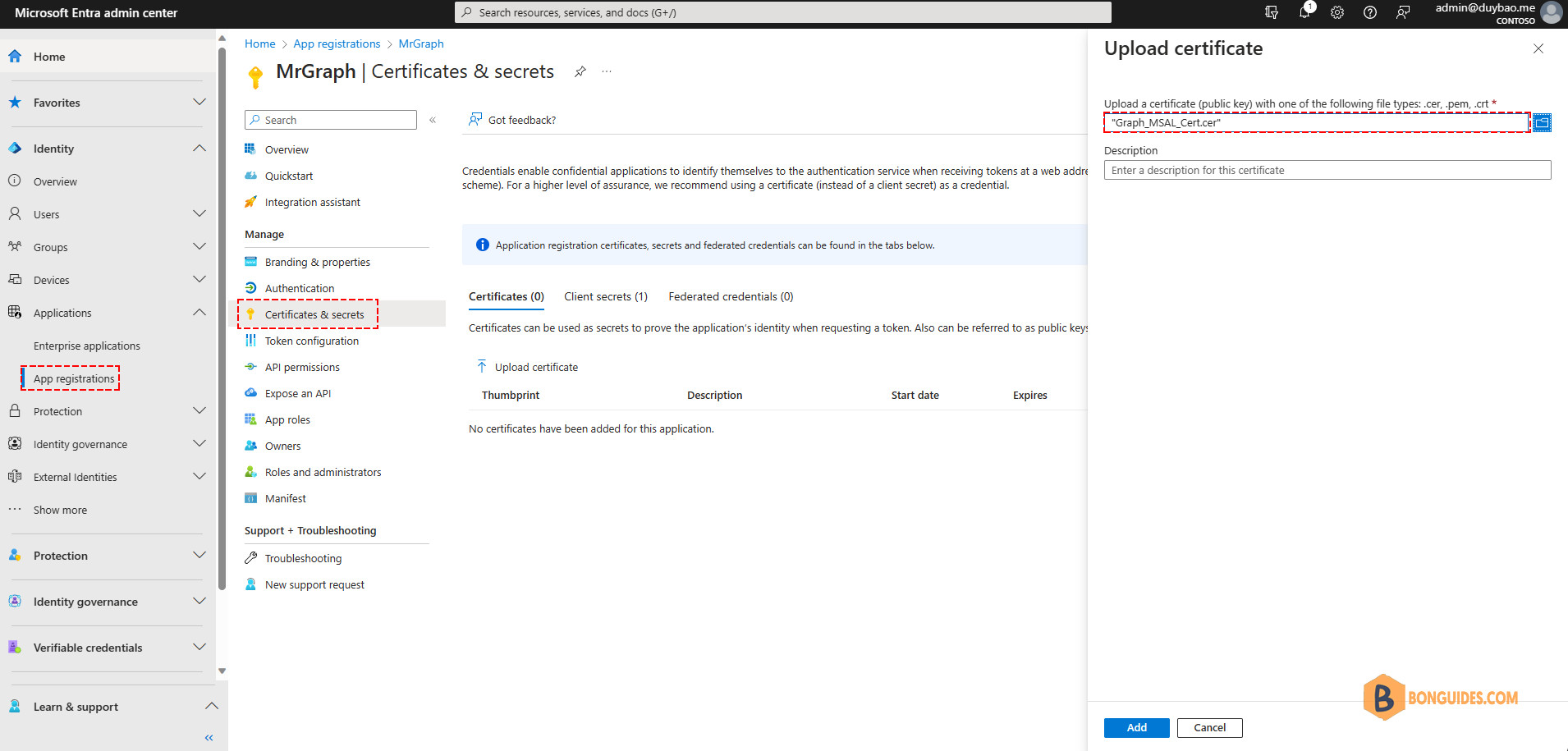 Connect to Microsoft Graph using MSAL and Client Secret