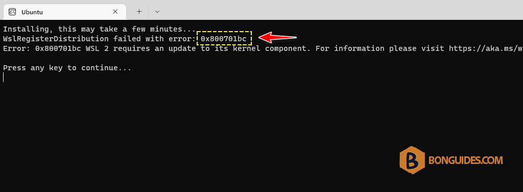 How to Fix WslRegisterDistribution Failed With Error 0x800701bc