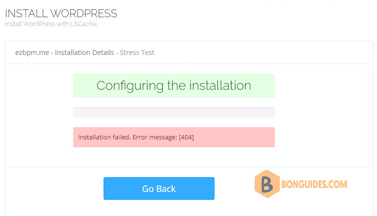 Installation Failed Error Message 404 WordPress on CyberPanel