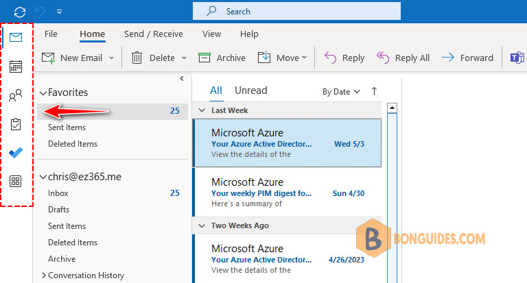 How to Move Outlook Navigation Toolbar from the Left Side to Bottom