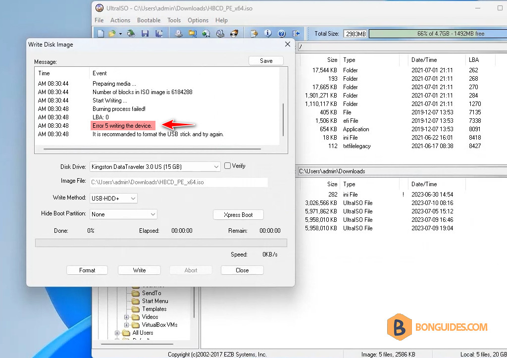 How To Fix UltraISO Error 5 Writing The Device