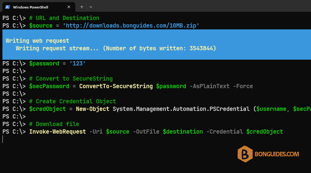 How to Download File With Credentials Using PowerShell