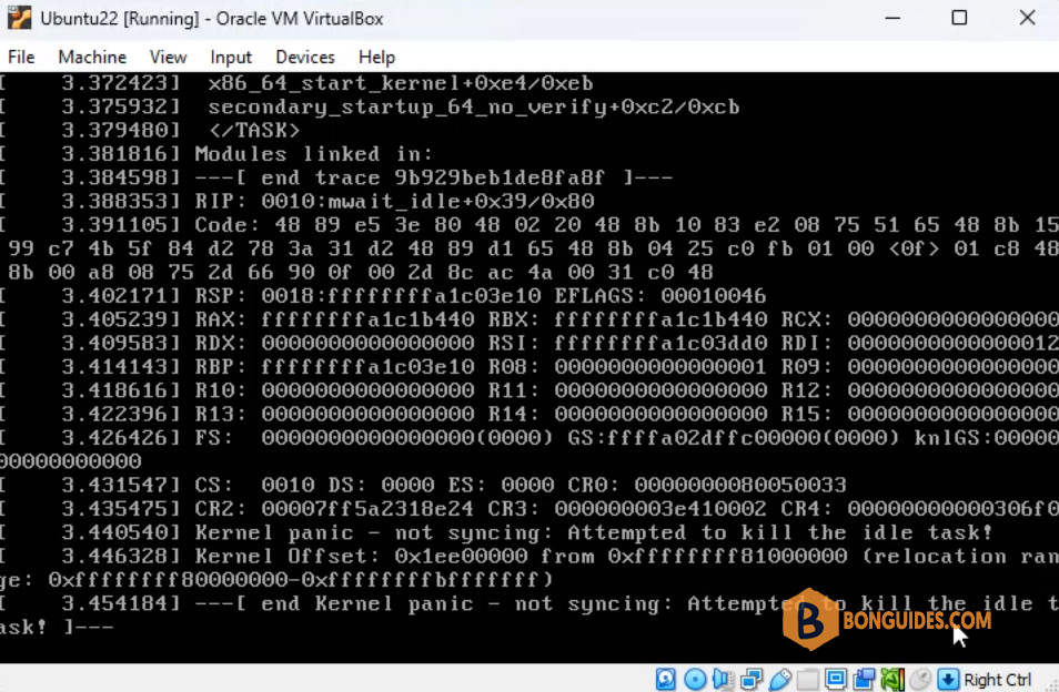 Fix Kernel Panic Not Syncing Attempted to Kill the Idle Task in VirtualBox Ubuntu 22.04
