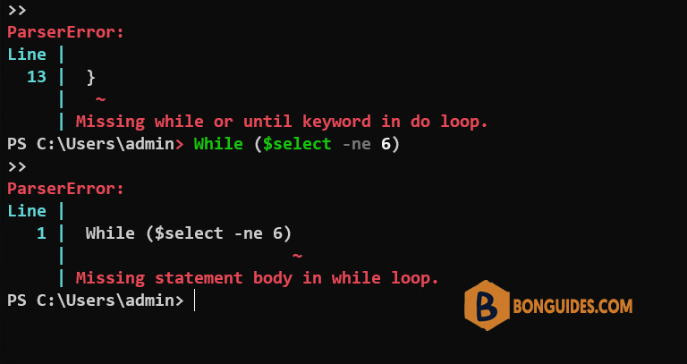 Missing While or Until Keyword in Do Loop PowerShell