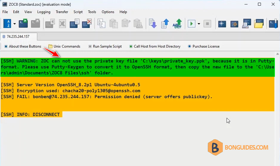 Can Not Use the Private Key File Because It Is in Putty-Format