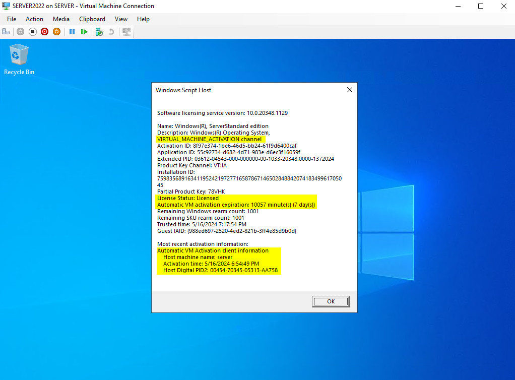 Automatic Virtual Machine Activation in Hyper-V in Windows Server