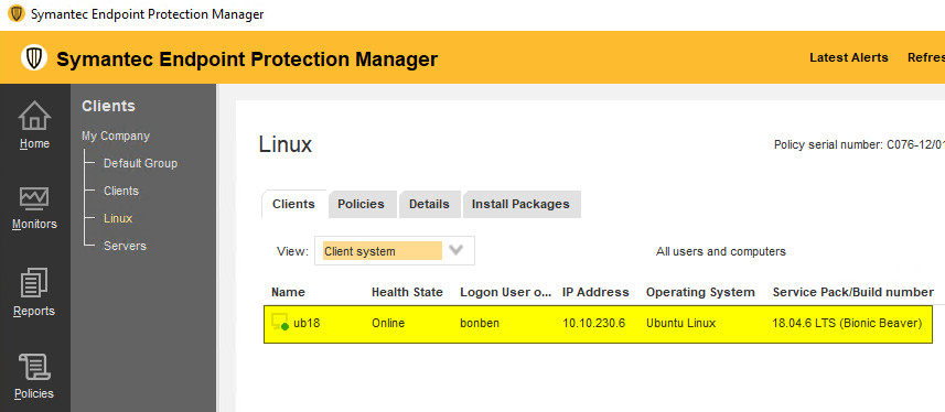 How to Install the Symantec Endpoint Protection on Ubuntu Desktop 18.04