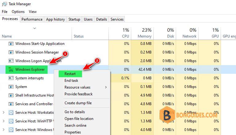 How to Restart Windows Explorer in Windows 10