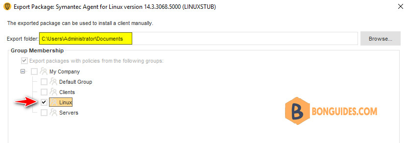 Export Install Packages for Linux in Symantec Endpoint Protection
