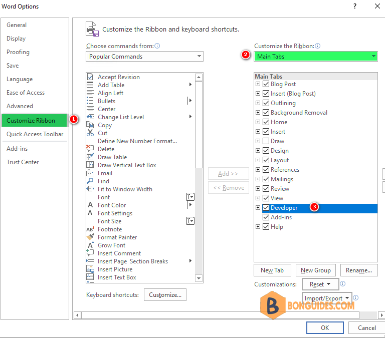 How to Enable or Show the Developer Menu in Microsoft Word?