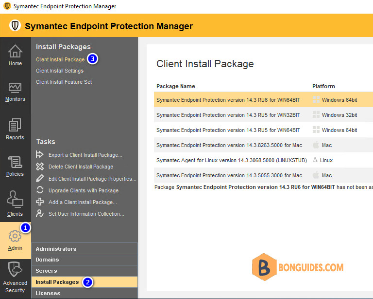 Export Install Packages for Linux in Symantec Endpoint Protection