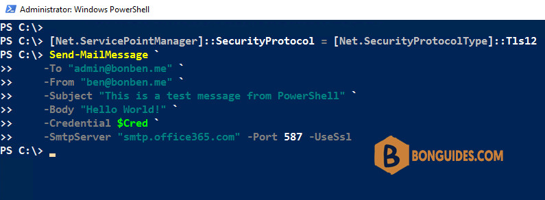 Send-MailMessage Unable to Read Data From the Transport Connection