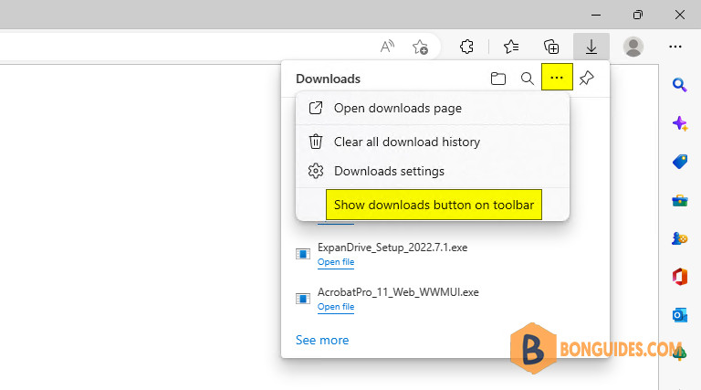 How to Always Show Downloads Icon in Microsoft Edge Toolbar