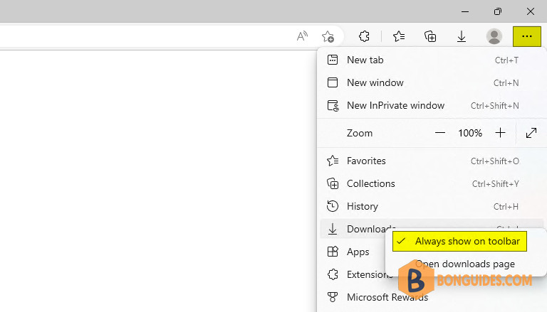 How to Always Show Downloads Icon in Microsoft Edge Toolbar