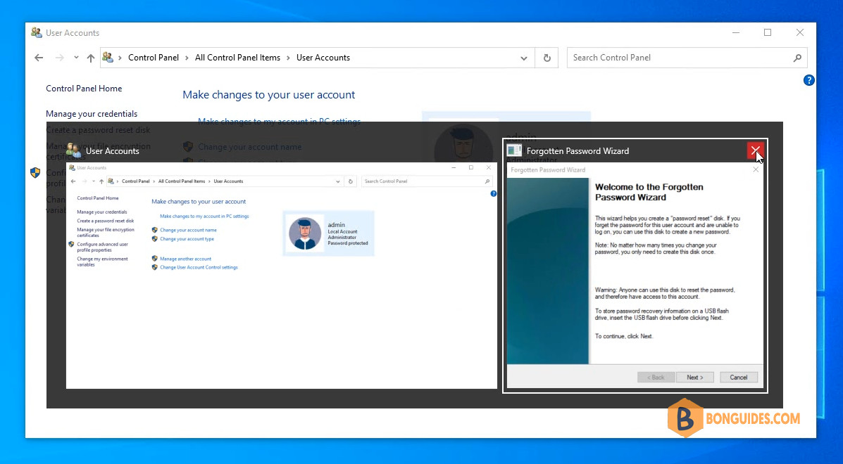 Fix Create a Password Reset Disk Link Not Working in Windows 10