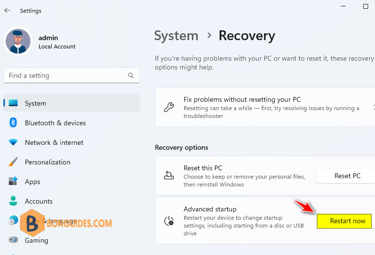 How to Boot Windows 11 into the Recovery Mode from Windows